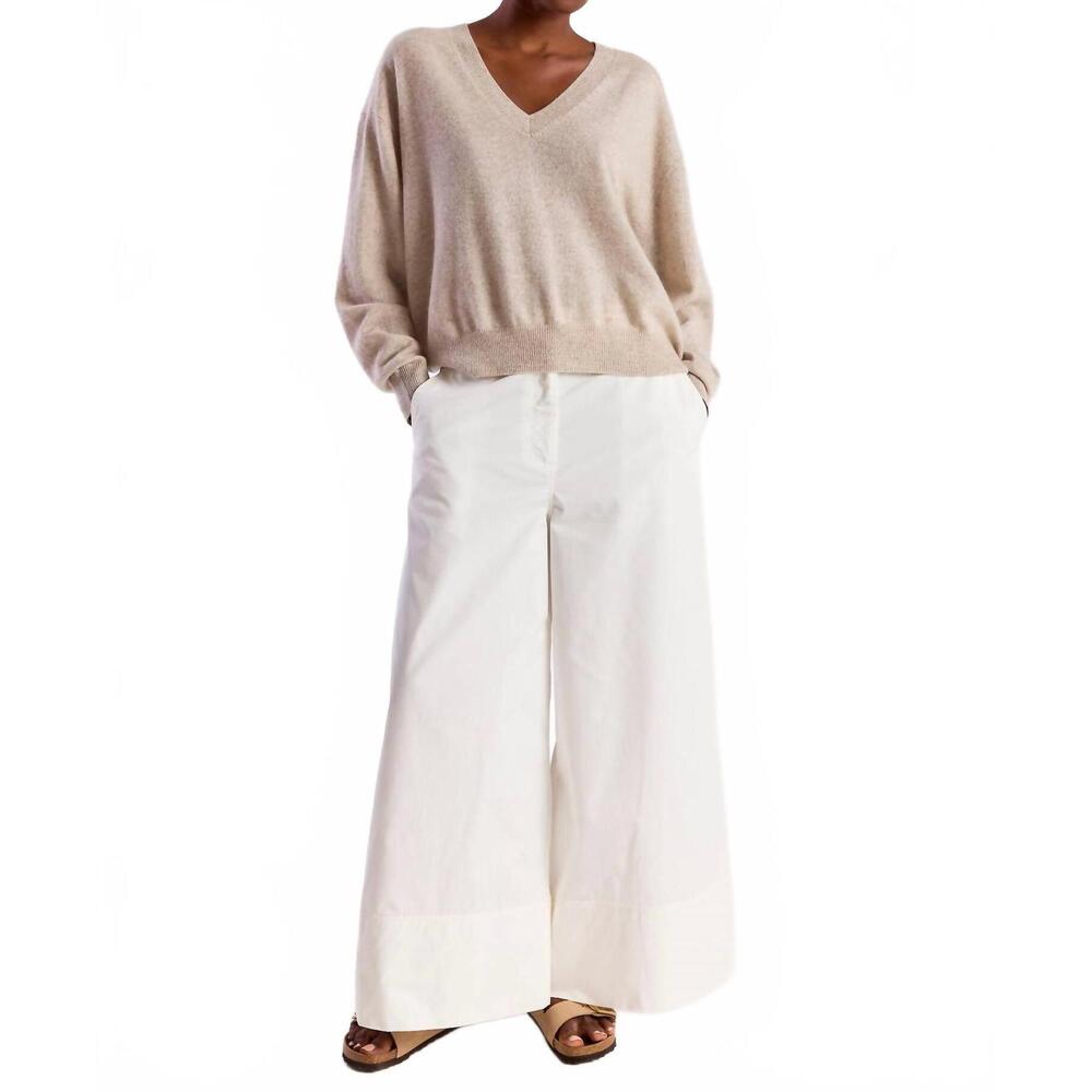 NEW BRODIE CASHMERE hailey v neck top in wheat